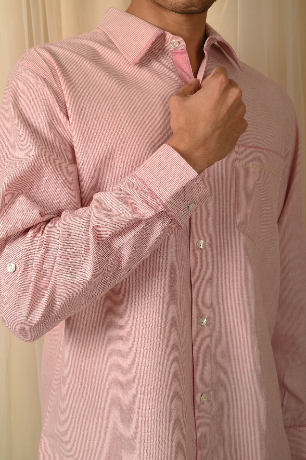 Baori Pink Hand Embroidered Full Sleeve Shirt