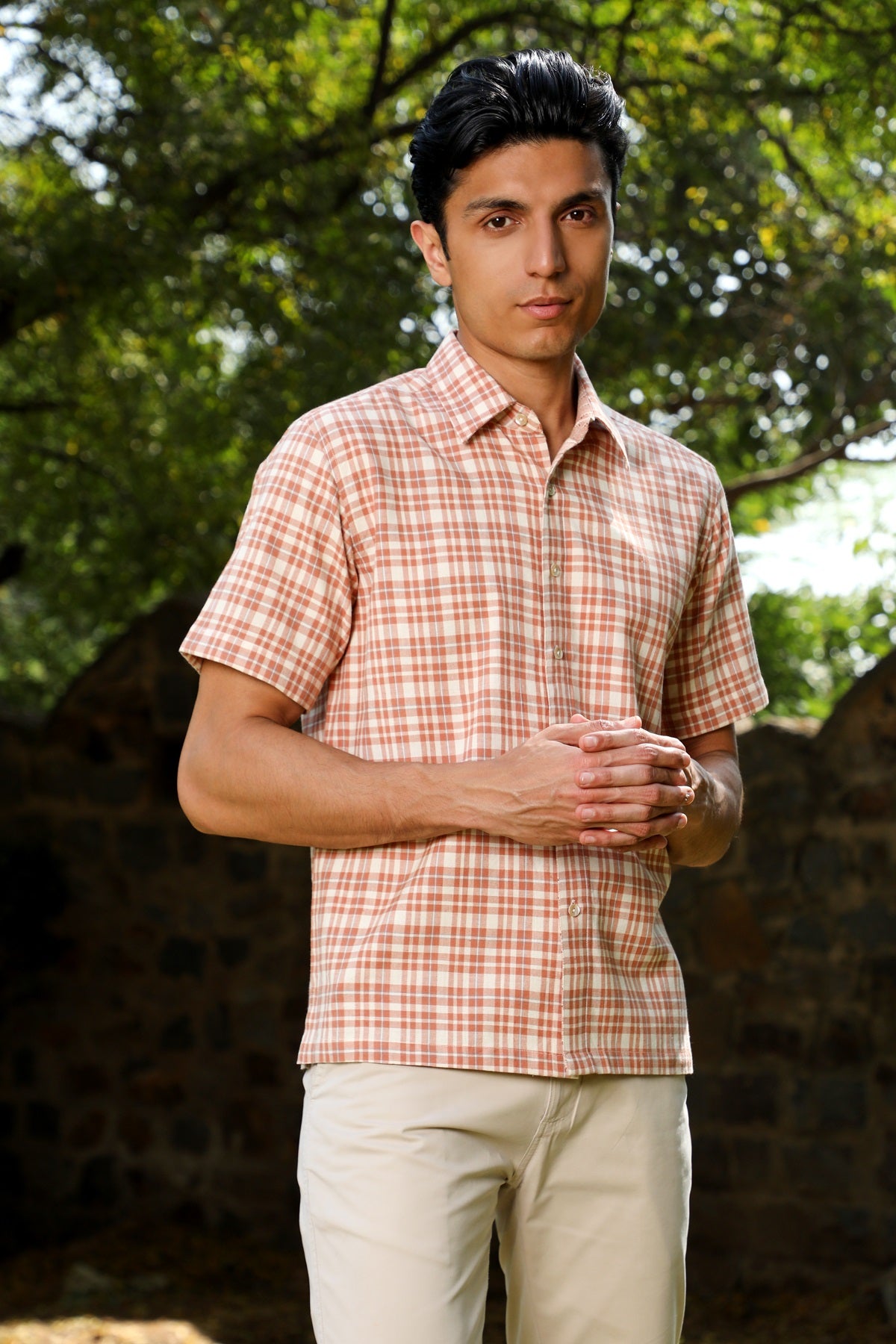 Arka Cotton Checked Half Sleeve Shirt