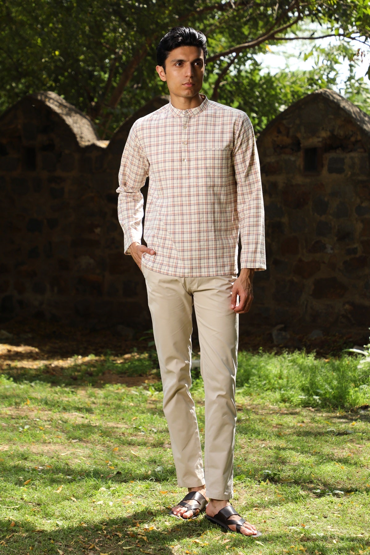 Arka Cotton Checked Short Kurta