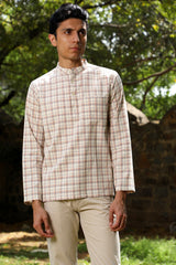 Arka Cotton Checked Short Kurta