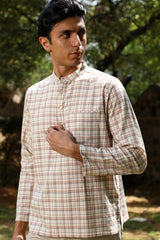 Arka Cotton Checked Short Kurta