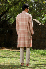 Arka Cotton Checked Long Kurta