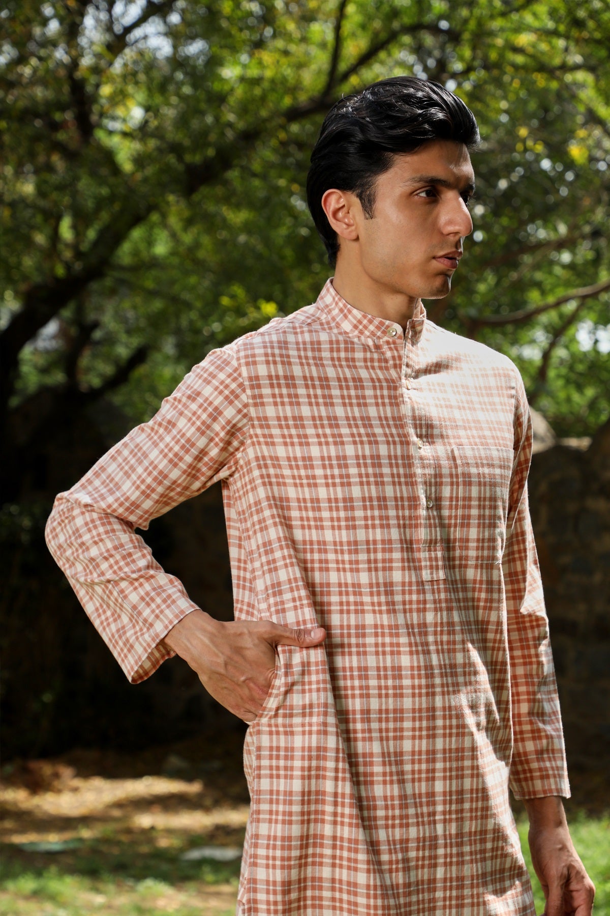 Arka Cotton Checked Long Kurta Rangsutra