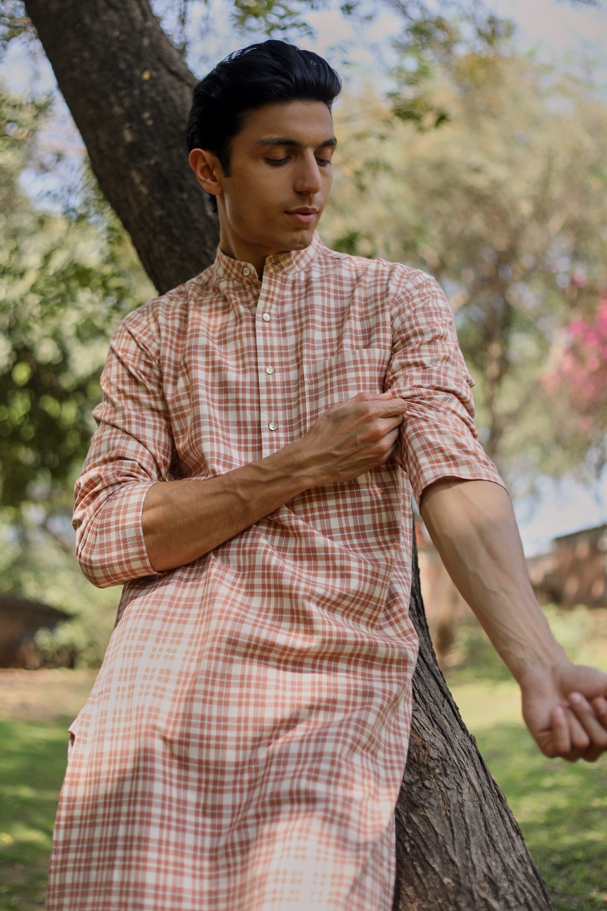 Arka Cotton Checked Long Kurta Rangsutra