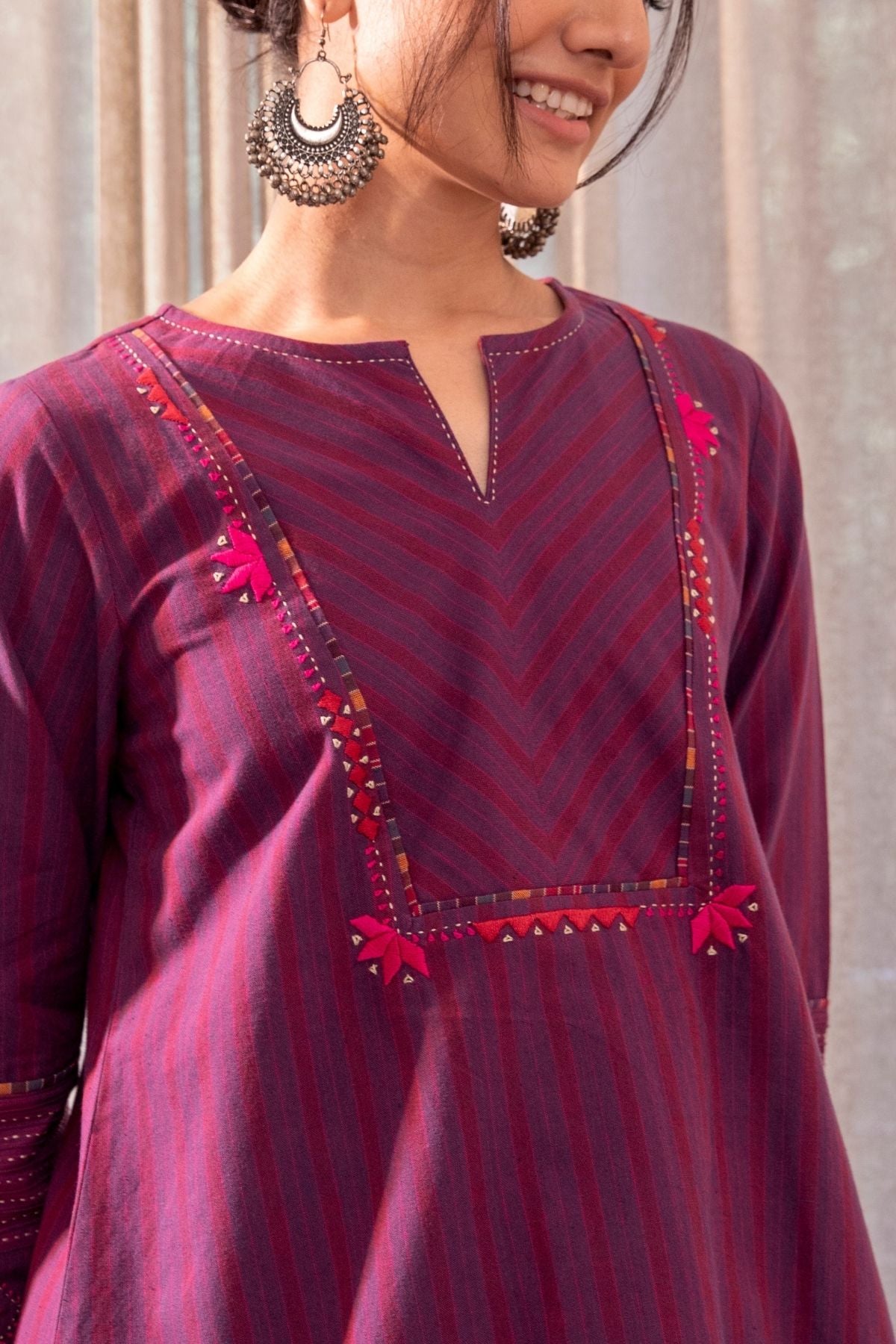 Haveli Soof Violet Hand Embroidered Flared Top