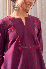 Haveli Soof Violet Hand Embroidered Flared Top