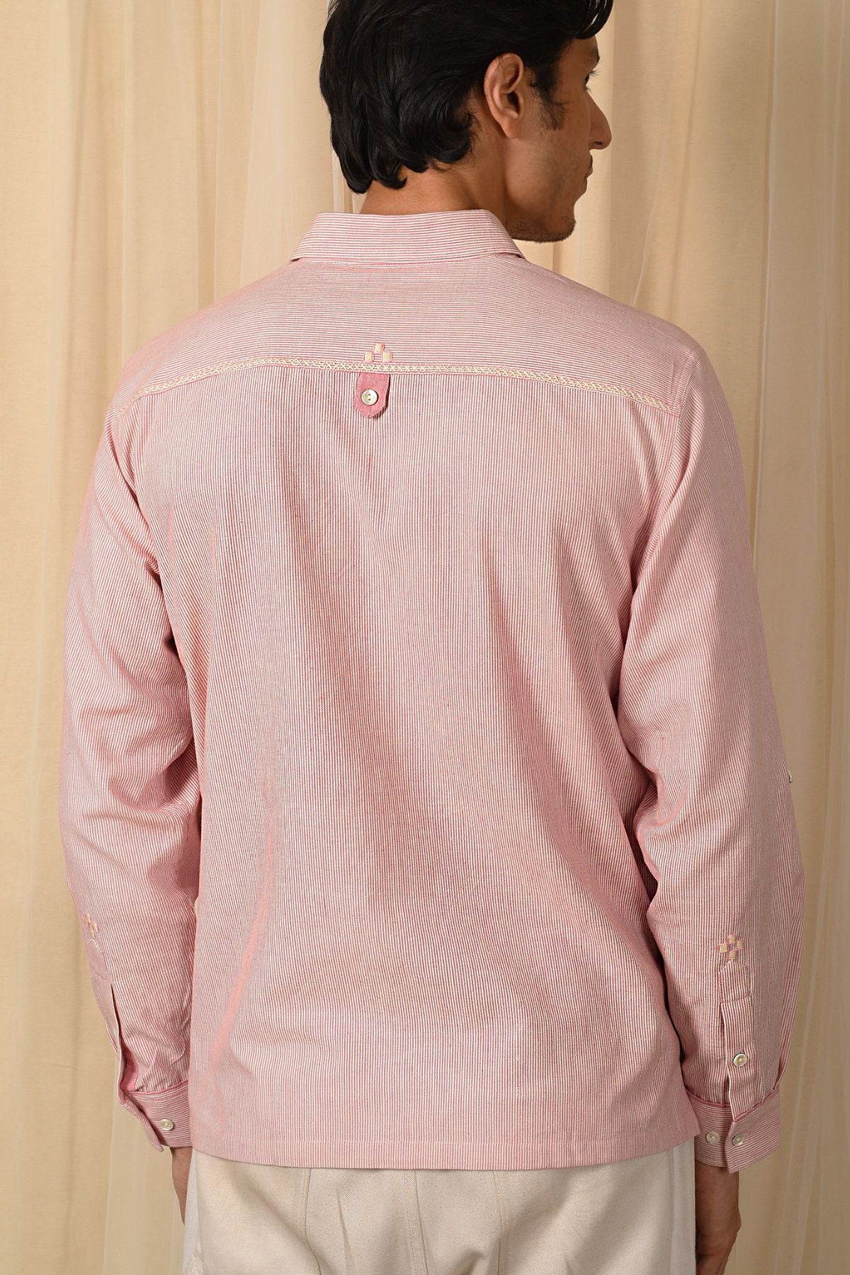 Baori Pink Hand Embroidered Full Sleeve Shirt