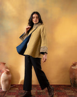 Dhaani Lime Green Striped Handwoven Naturally Dyed Woolen Jacket