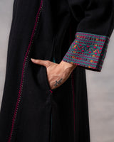 Gurez Midnight Handwoven Woolen Phiran with Hand Applique