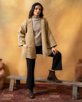 Dhaani Olive Green Handwoven Naturally Dyed Woolen Kimono Jacket