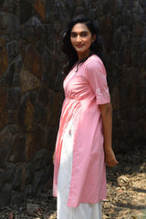 Nargis Pink Kashmiri Crewel Hand Embroidered Cotton Kurta