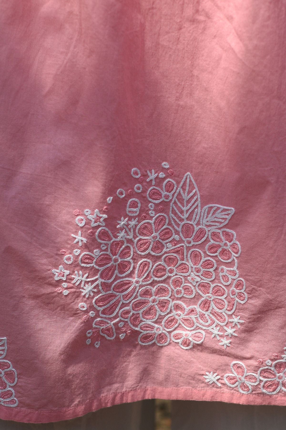 Nargis Pink Kashmiri Crewel Hand Embroidered Cotton Kurta