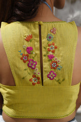 Cheenth Sleeveless Yellow Blouse With Embroidered On Back
