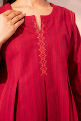 Haveli Chikankari Red Handwoven Cotton Top