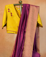 Baigni Tussar Saree with Soof Hand Embroidery
