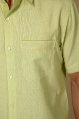 Baori Green Hand Embroidered Half Sleeve Shirt