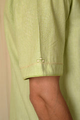 Baori Green Hand Embroidered Half Sleeve Shirt