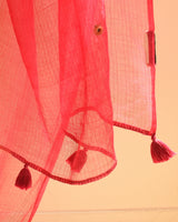 Aashvi Pink-Coral Kota Dupatta With Desert Hand Embroidery