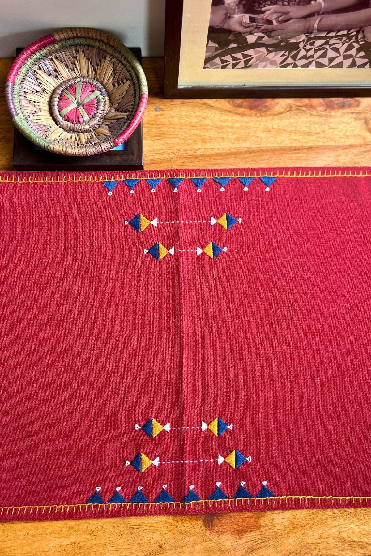 Eshna Maroon Runner With Soof Hand Embroidery