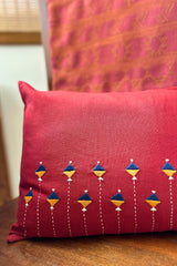 Eshna Maroon Rectangular Cushion Cover with Soof Hand Embroidery