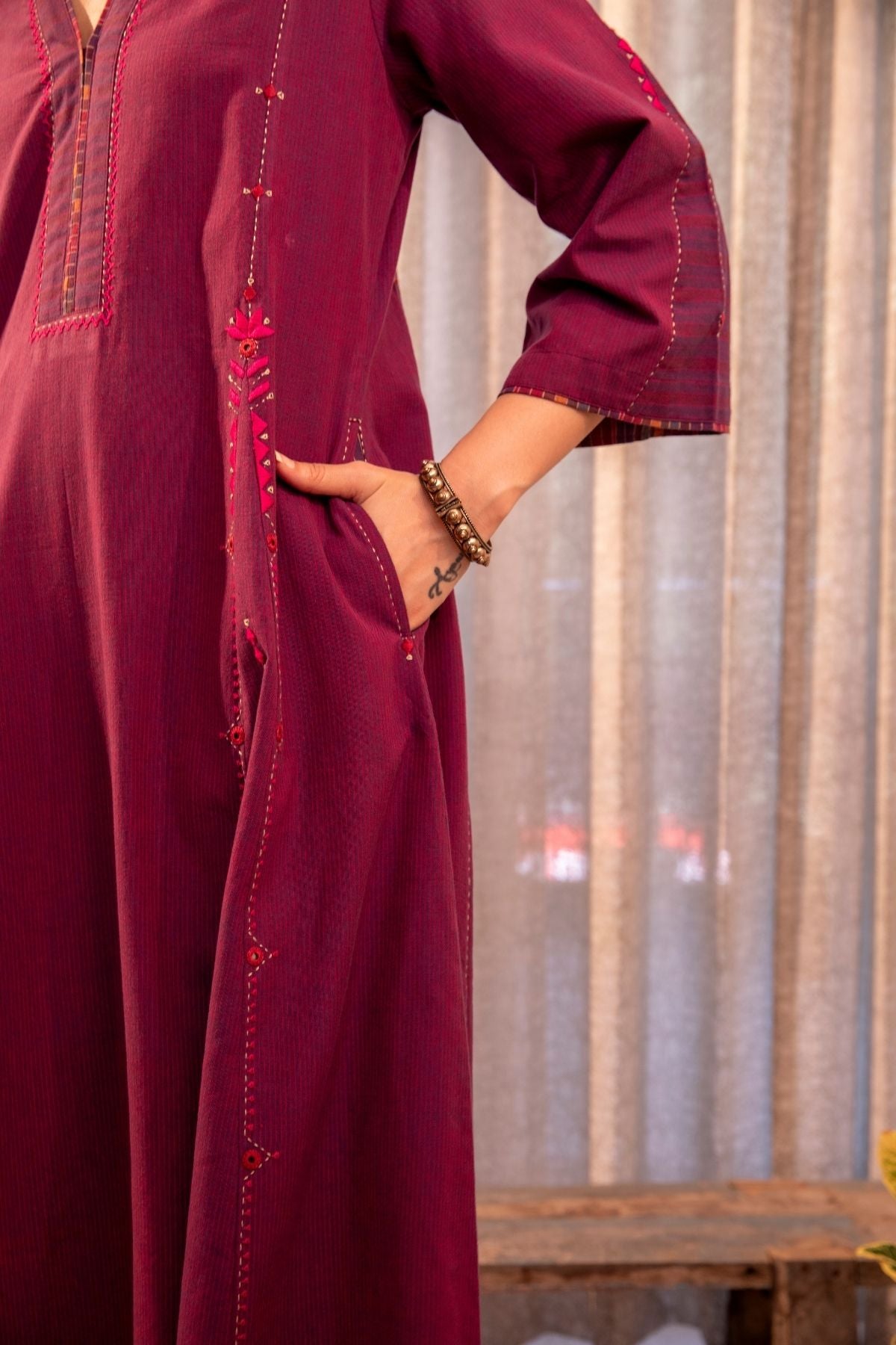 Haveli Soof Violet Hand Embroidered Kalidar Kurta