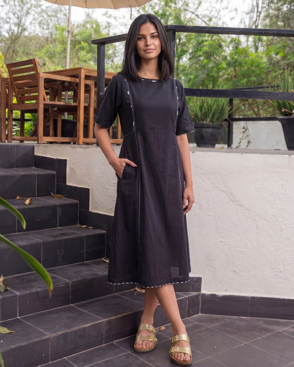 Dhwani Woven Cotton Flared Dress