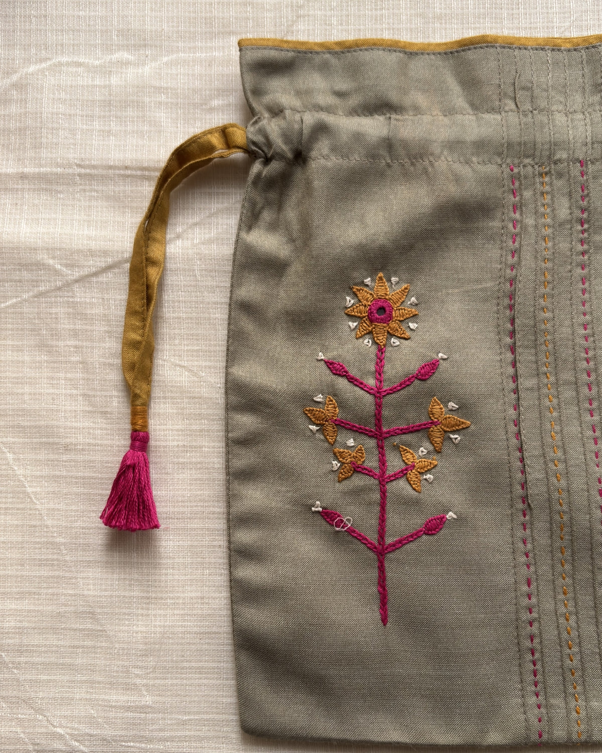 Sage Green Embroidery Potli