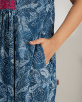Chaaya Indigo Block Printed Dress With Cap Sleeves