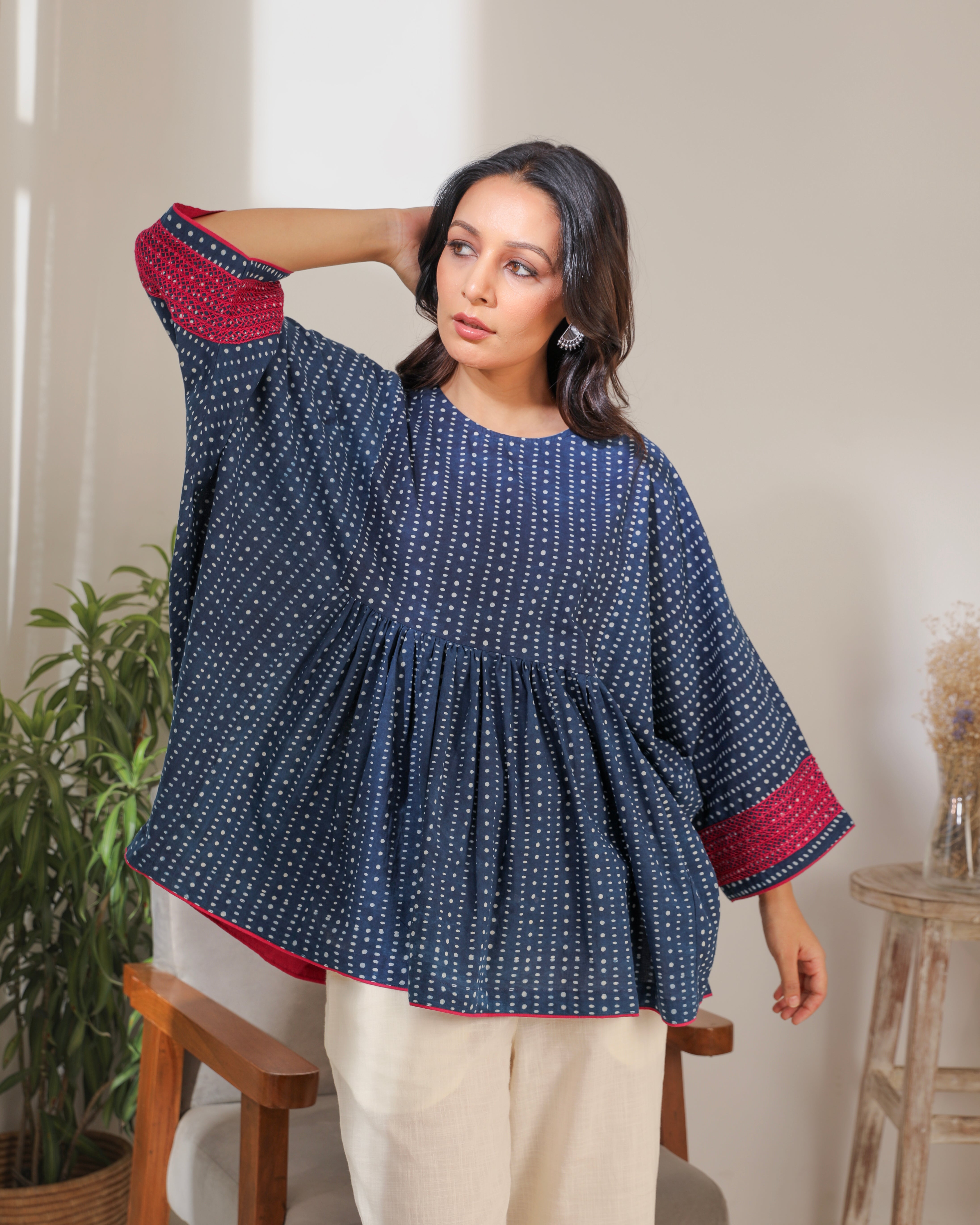 Chaaya Indigo Block Printed Relaxed Fit Top