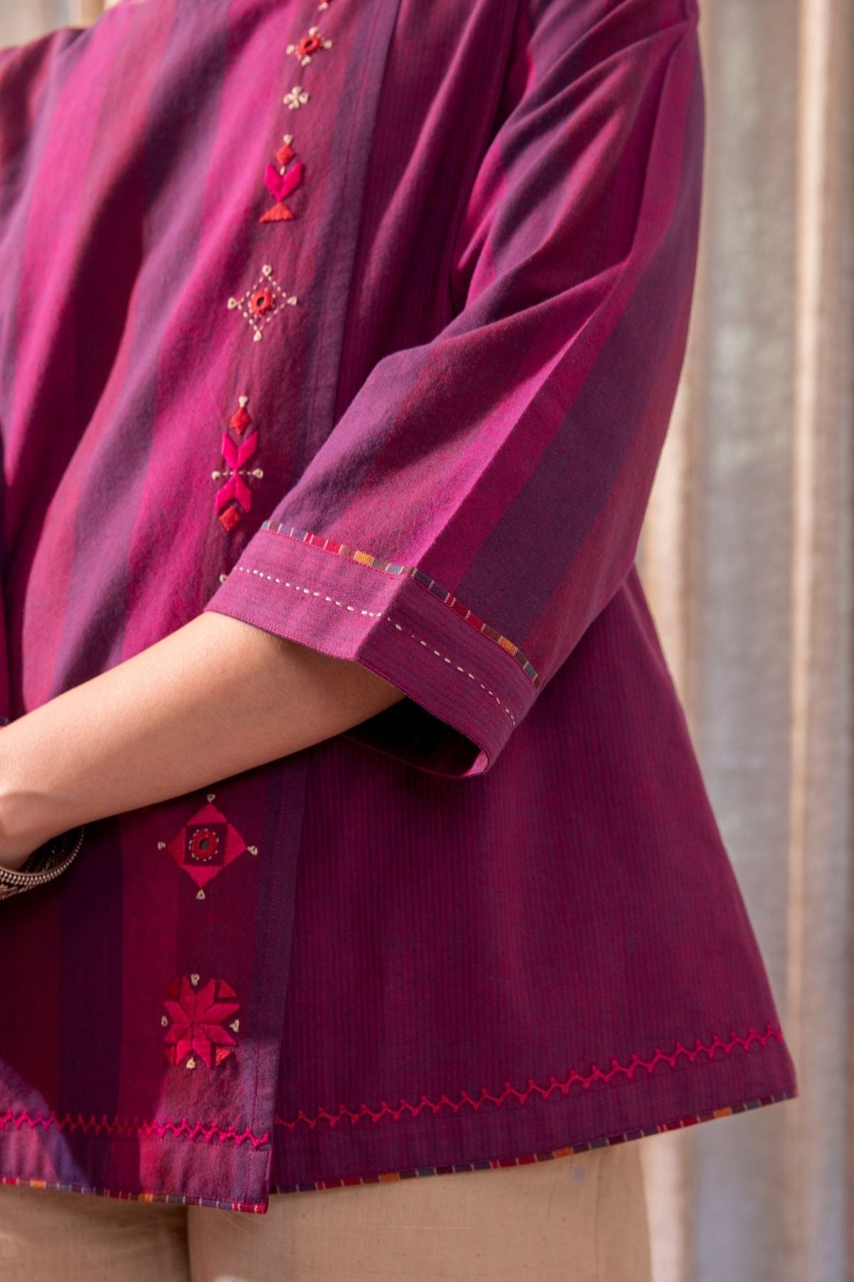 Haveli Soof Violet Hand Embroidered Top