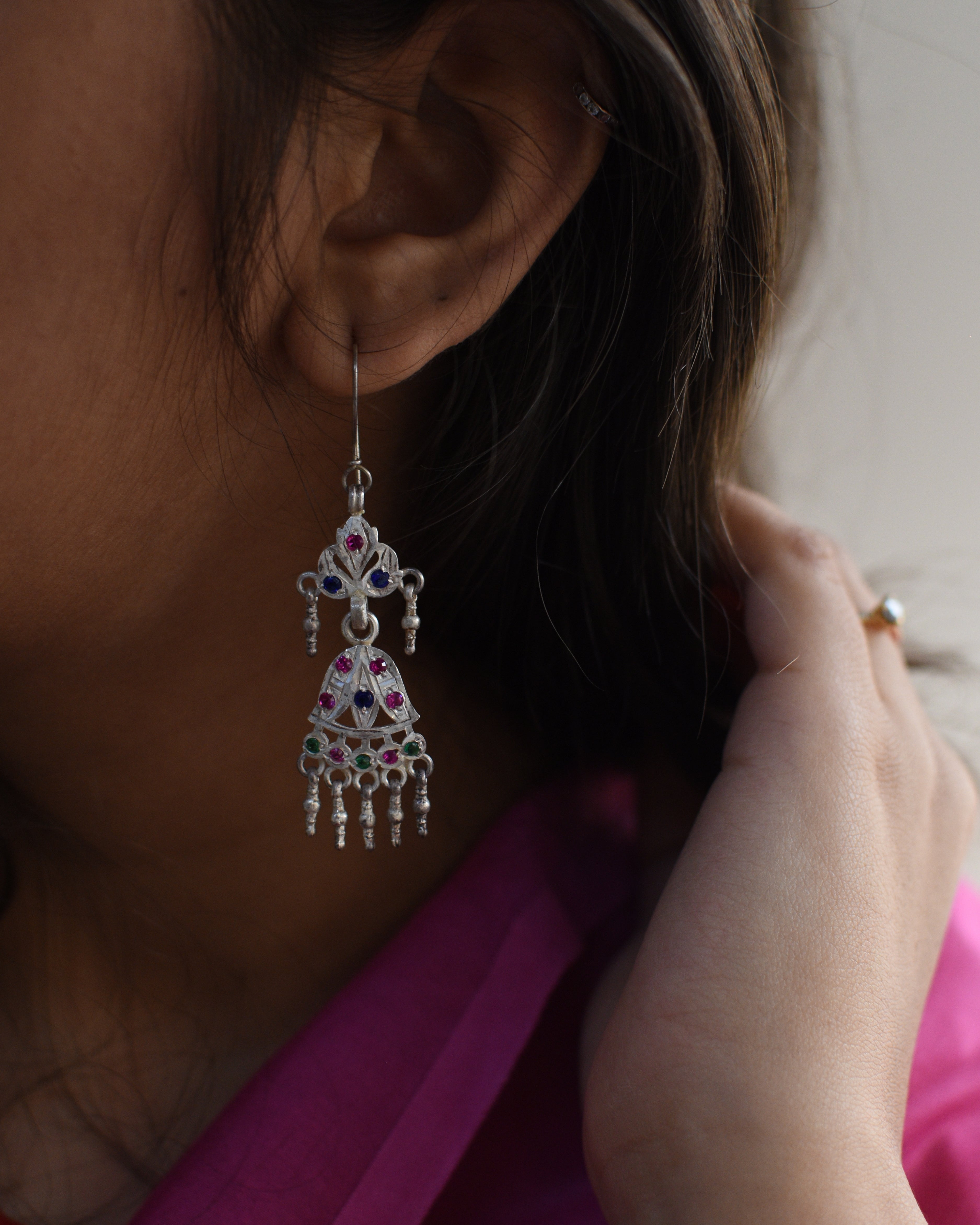 Kesariya Silver Earring