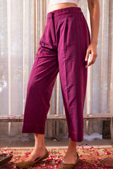 Haveli Soof Violet Hand Embroidered Straight Fit Pant