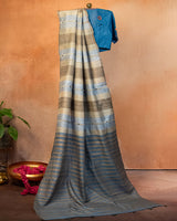 Lajvardi Tussar Saree with Soof Hand Embroidery