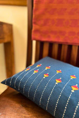 Eshna Blue Rectangular Cushion Cover with Soof Hand Embroidery