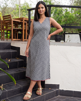 Dhwani Woven Cotton Flared Sleeveless Dress