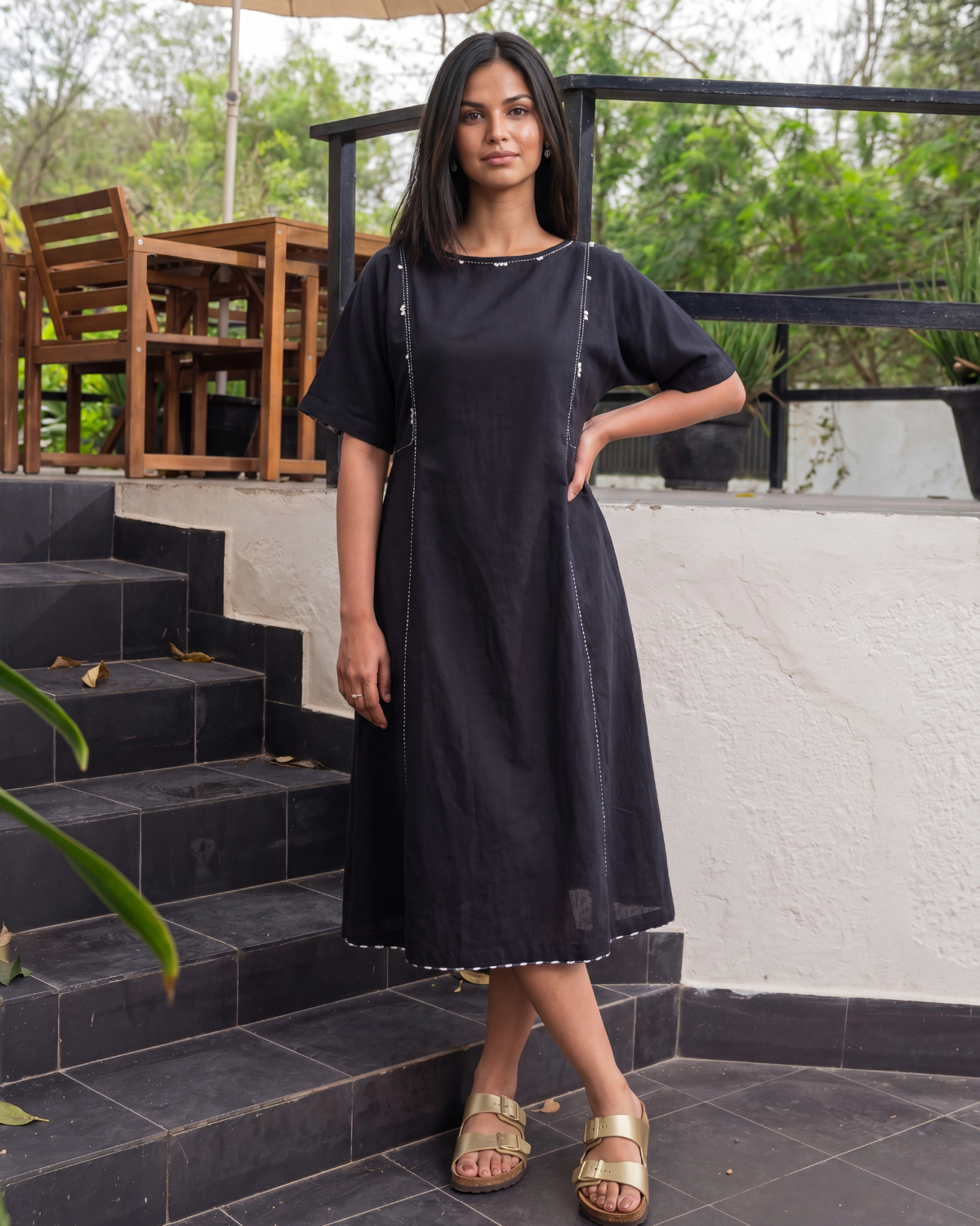 Dhwani Woven Cotton Flared Dress