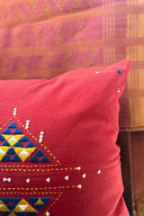 Eshna Maroon Star Cushion Cover with Soof Hand Embroidery