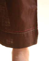 Kaanch Brown Straight-Fit Cotton Pant With Kantha Hand Embroidery - 🚚 Pre-Order: Ships in 2 weeks.