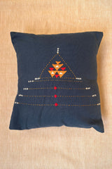 Eshna Blue Pyramid Cushion Cover with Soof Hand Embroidery