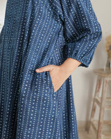 Chaaya Indigo Block Printed Dress With Raglan Sleeves