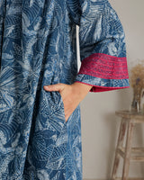 Chaaya Indigo Block Printed Dress With Flared Sleeves