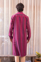 Haveli Soof Violet Hand Embroidered Mens Kurta