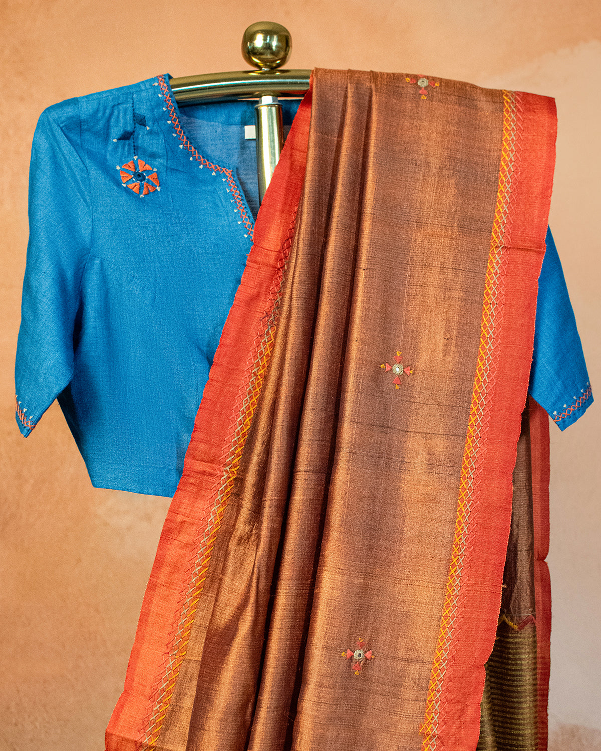 Kesar Tussar Saree with Soof Hand Embroidery