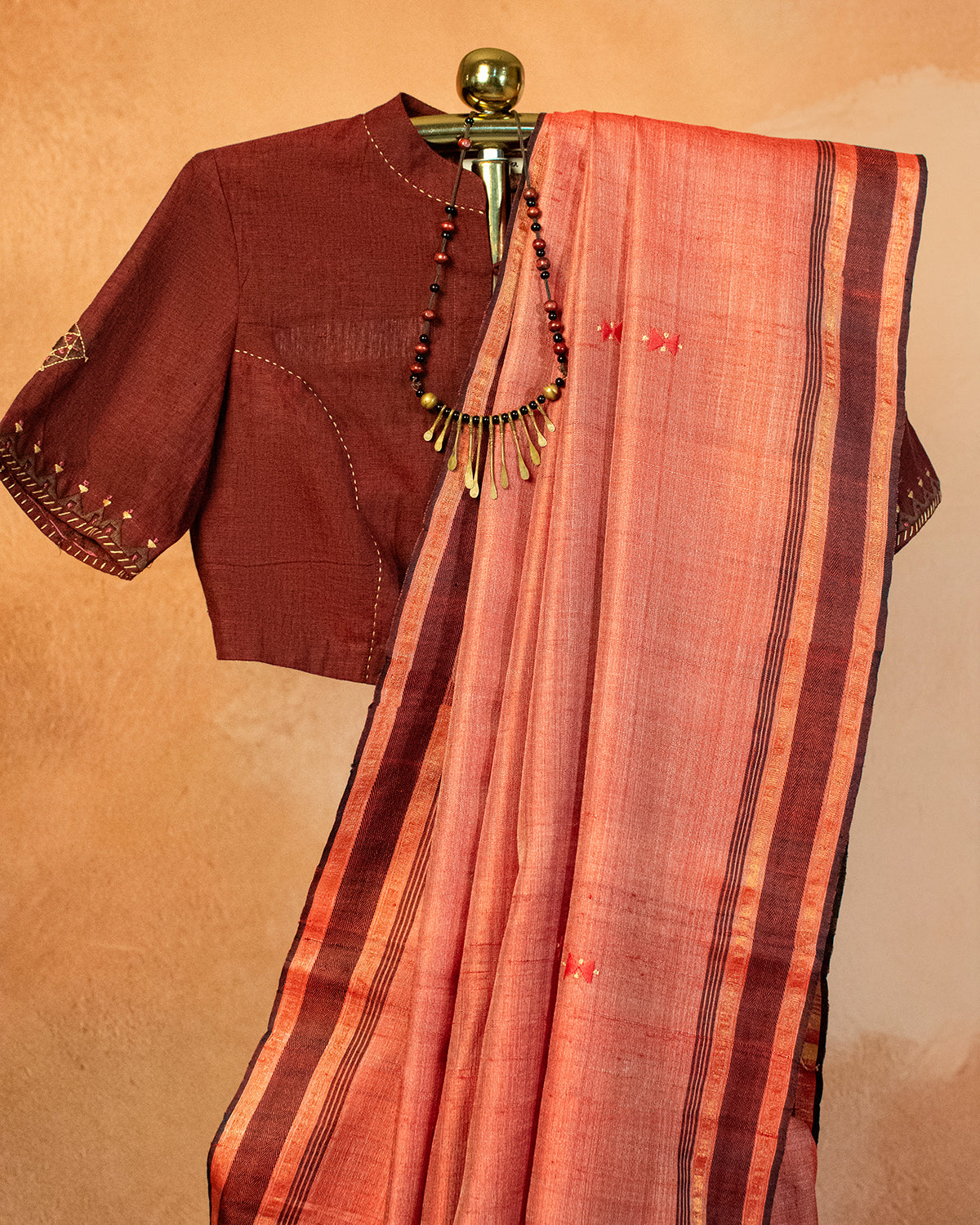 Sindhuri Tussar Saree with Soof Hand Embroidery