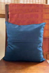 Eshna Blue Border Cushion Cover with Soof Hand Embroidery