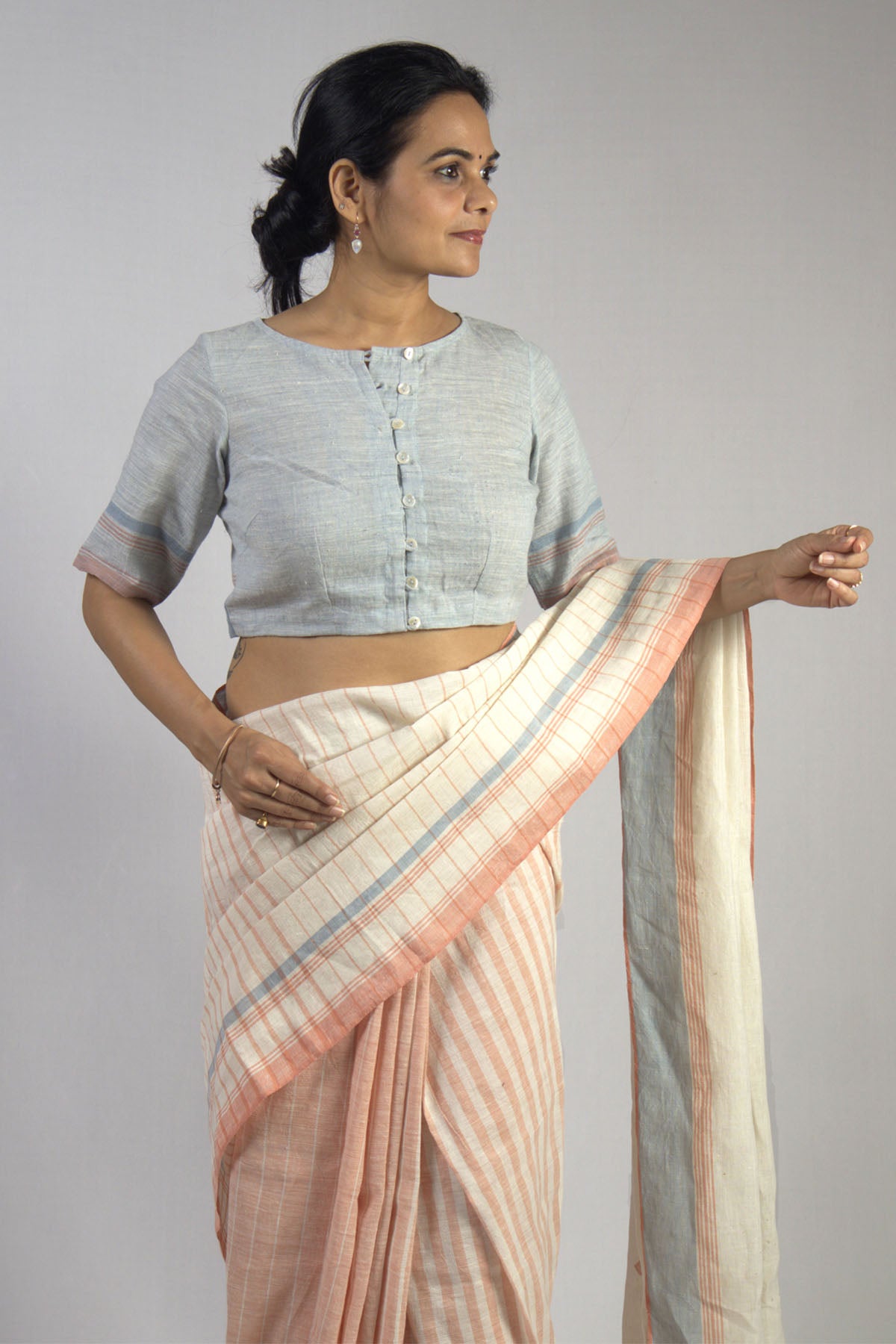 Linen Kala Cotton Kutchi Saree