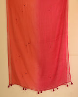 Aashvi Pink-Coral Kota Dupatta With Desert Hand Embroidery
