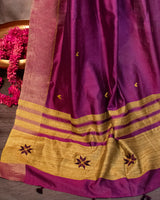 Baigni Tussar Saree with Soof Hand Embroidery