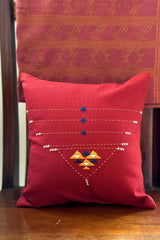 Eshna Maroon Pyramid Cushion Cover with Soof Hand Embroidery