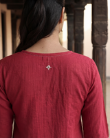 Dhwani Red Cotton Top With Desert Hand Embroidery